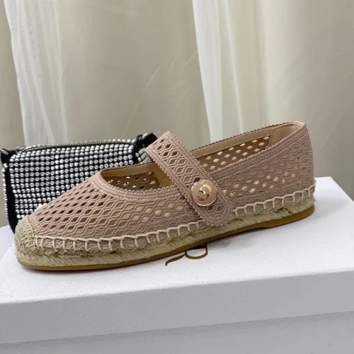 Dior Women Shoes Luxury Brand Design Dior Caro Espadrille Ballerina Flat Mesh Embroidery Womens Shoes with Original Box