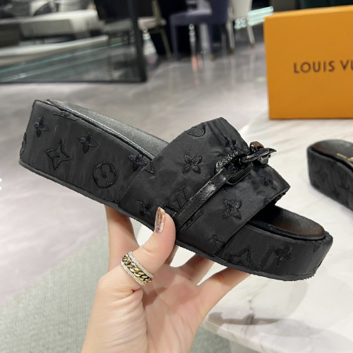 Louis Vuitton Womens Shoes Sandals Slippers Luxury Brand Louis Vuitton JUMBO FLATFORM MULE with Original Box 1A9QYY