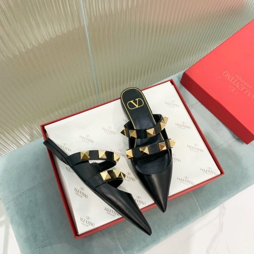 Valentino Women Shoes Mule Flip Flop Sandals ROMAN STUD FLAT MULE IN CALFSKIN VW2S0BK8KET0NO with Original Box