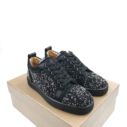 Christian Louboutin Mens Shoes Luxury Brand Red Bottom Design Louis Junior Spikes Flat with Original Box CL sneakers