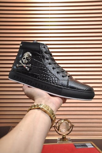 Philipp Plein Men Shoes Sneakers High Top Sneaker Fashion Design Luxury Brand Ankle Boots with Original Box