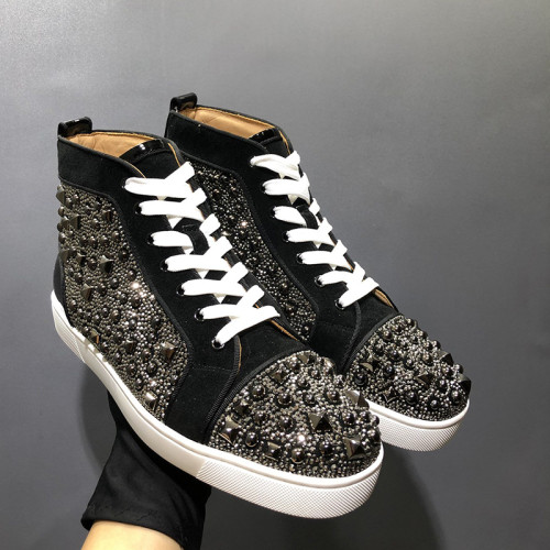 Christian Louboutin Mens Shoes Luxury Brand Red Bottom Design Louis Junior Spikes Flat with Original Box CL sneakers