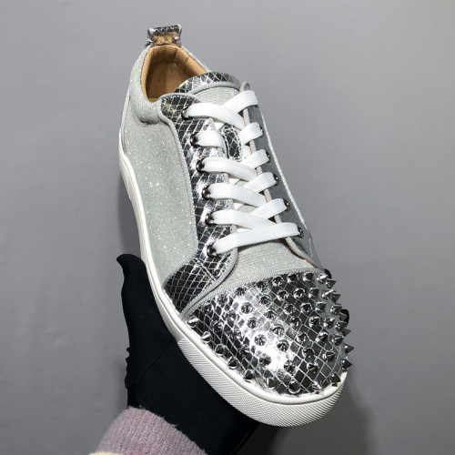 Christian Louboutin Mens Shoes Luxury Brand Red Bottom Design Louis Junior Spikes Flat with Original Box CL sneakers