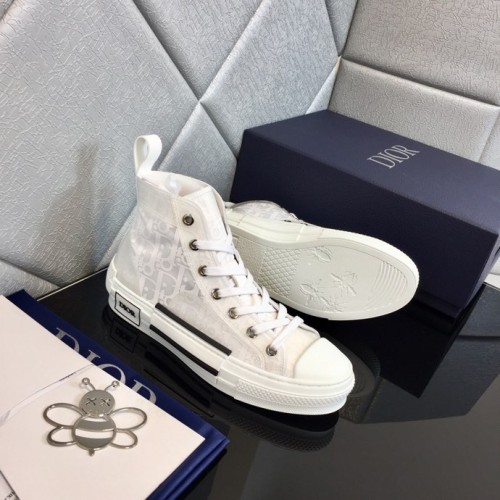 Dior Women Shoes Sneakers Casual Luxury Brand B23 HIGH-TOP SNEAKER White Dior Oblique Canvas with Original Box 3SH118YNT_H060