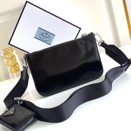 Prada Mens Bags Shoulder Messenger Bags Luxury Brand Brushed leather shoulder bag 2VH129_ZO6_F0002_V_OOO with Original Box