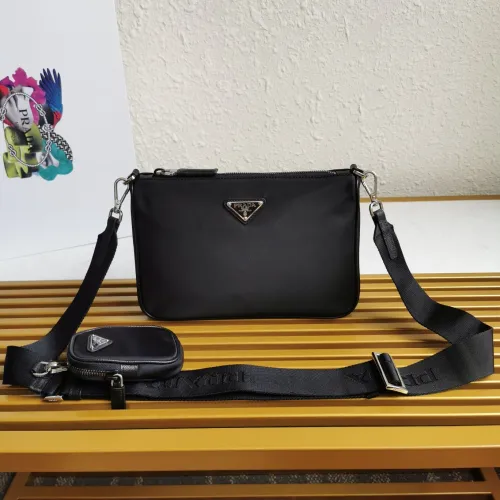 Prada Mens Womens Bags Shoulder Bag Luxury Brand Black Re-Nylon and Saffiano leather shoulder bag with Original Box 2VH113_2DMH_F0002_V_OOP