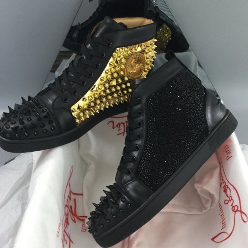 Christian Louboutin Mens Shoes Luxury Brand Red Bottom Design Louis Junior Spikes Flat with Original Box CL sneakers