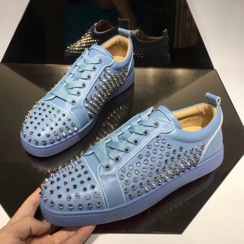 Christian Louboutin Mens Shoes Luxury Brand Red Bottom Design Louis Junior Spikes Flat with Original Box CL sneakers