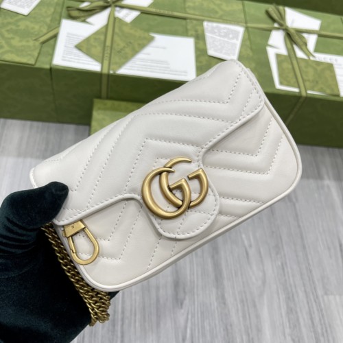 Gucci Womens Bags Shoulder Messenger Bag Luxury Brand GG Marmont matelassé leather super mini bag with Original Box