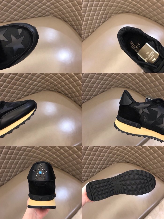 Valentino Men Shoes Fashion Design Luxury Brand ROCKRUNNER CAMOUFLAGE LAMINATED STUDDED SNEAKER with Original Box