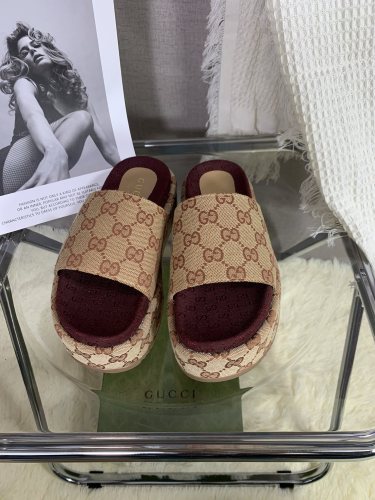 Gucci Womens Shoes Platform Slide Slippers Sandal Summer Design Luxury Brand Women's platform slide sandal with Original Box 623212 UKO00 2580
