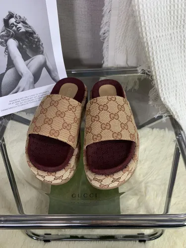 Gucci Womens Shoes Platform Slide Slippers Sandal Summer Design Luxury Brand Women's platform slide sandal with Original Box 623212 UKO00 2580