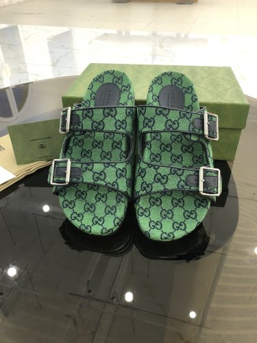 Gucci Mens Shoes Flat Sandals Slippers Luxury Brand Men's slide sandal with straps with Original Box 698705 2HK60 4061