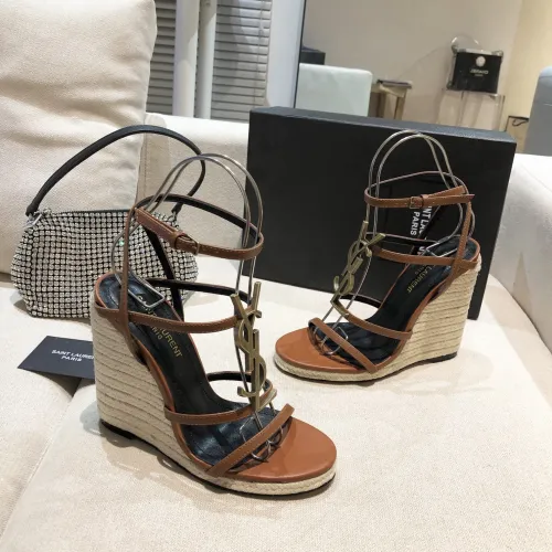 Yves Saint Laurent YSL Women Shoes Sandals Luxury Brand TRIBUTE ESPADRILLES WEDGE IN SMOOTH LEATHER with Original Box