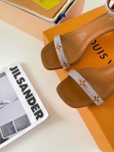 Louis Vuitton Womens Shoes Sandals Slippers Luxury Brand APPEAL SANDAL 1A965J Suede baby goat leather and strass with Original Box 5.5cm Heel