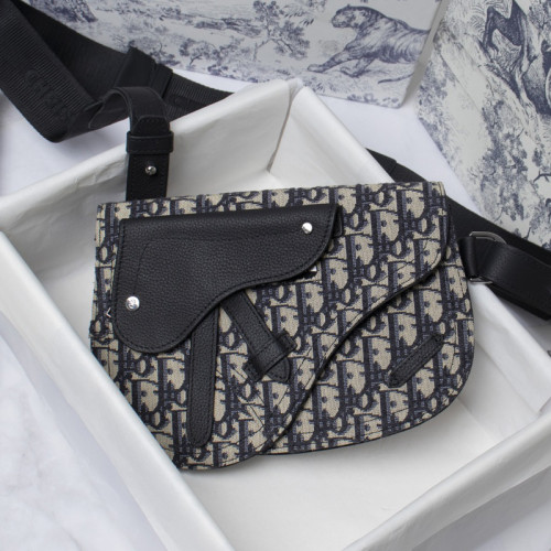 Dior Mens Bags Shoulder Messenger Bags Luxury Brand Dior SADDLE POUCH Beige and Black Dior Oblique Jacquard with Original Box