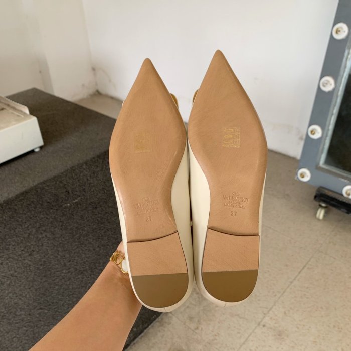 Valentino Women Shoes Mule Flip Flop Sandals VLOGO SIGNATURE CALFSKIN PUMP FLAT with Original Box Luxury Brand