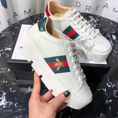 Gucci Women Shoes Luxury Brand Women's Ace Embroidered Platform Sneaker 577573 DOPE0 9064 with Original Box