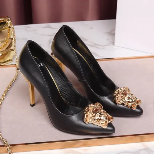 Versace Brand Womens Sandals Shoes Leather Big Size LA MEDUSA PATENT SAFETY PIN LEATHER PUMPS High Heel Design Luxury Brand Sandals for Women