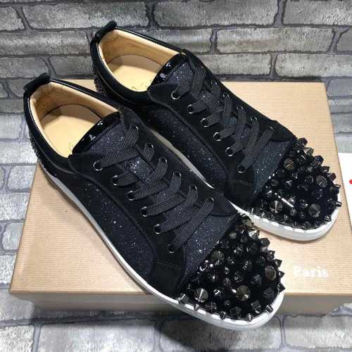 Christian Louboutin Mens Shoes Luxury Brand Red Bottom Design Louis Junior Spikes Flat with Original Box CL sneakers
