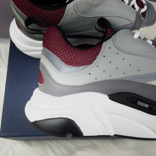 Dior Mens Shoes Sneakers Luxury Brand Breathable Design B22 SNEAKER Cream and Lavender Technical Mesh with Light Green and Gray Smooth Calfskin with Original Box 3SN231YXX_H861