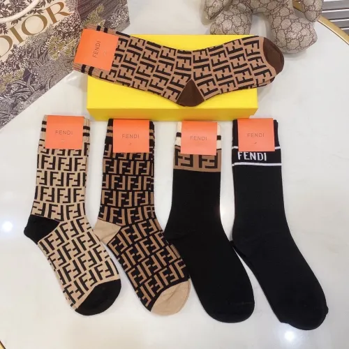 Fendi Socks 5 Pairs with Original Box Luxury Brand Breathable Fendi Sock