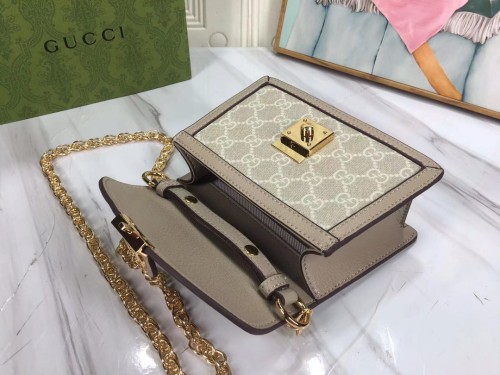 Gucci Womens Bags Shoulder Messenger Bag Luxury Brand Gucci Ophidia GG mini shoulder bag in beige and white canvas with Original Box 696180 UULAG 9682