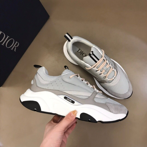 Dior Mens Shoes Sneakers Luxury Brand Breathable Design B22 SNEAKER Cream and Lavender Technical Mesh with Light Green and Gray Smooth Calfskin with Original Box 3SN231YXX_H861