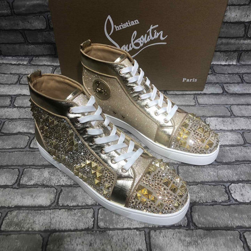 Christian Louboutin Mens Shoes Luxury Brand Red Bottom Design Louis Junior Spikes Flat with Original Box CL sneakers