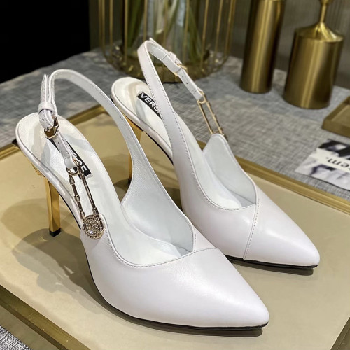 Versace Brand Womens Sandals Shoes Leather Big Size LA MEDUSA SLING-BACK PUMPS High Heel Design Luxury Brand Sandals for Women