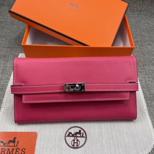 Hermes Womens Mens Wallets Purse Kelly Bag Clutch Leather Design Coin Bag with Original Box
