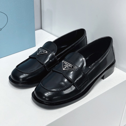 Prada Womens Shoes Casual Loafers Luxury Brand Unlined brushed leather loafers 1D238M_055_F0002_F_020 with Original Box