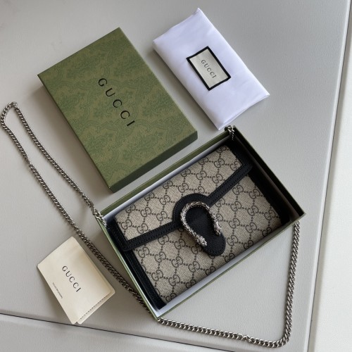 Gucci Womens Bags Crossbody Shoulder Messenger Bags Luxury Brand Dionysus GG Supreme chain wallet ‎401231 KHNSN 8642 with Original Box