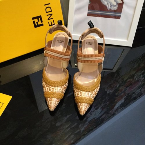 Fendi Womens Shoes COLIBRÌ Raffia Slingbacks 8.5cm