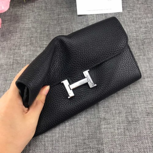 Hermes Womens Mens Wallets Purse Constance Clutch Leather Design Coin Bag with Original Box