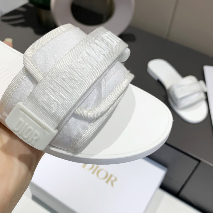 Dior Womens Shoes Sandals Slippers Slide Luxury Brand DIO(R)EVOLUTION SLIDE Shiny Technical Fabric with Dior Oblique Print with Original Box