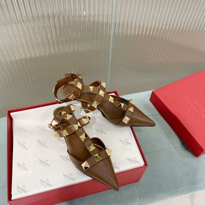 Valentino Women Shoes Mule Flip Flop Sandals ROMAN STUD CALFSKIN PUMP 40 MM with Original Box