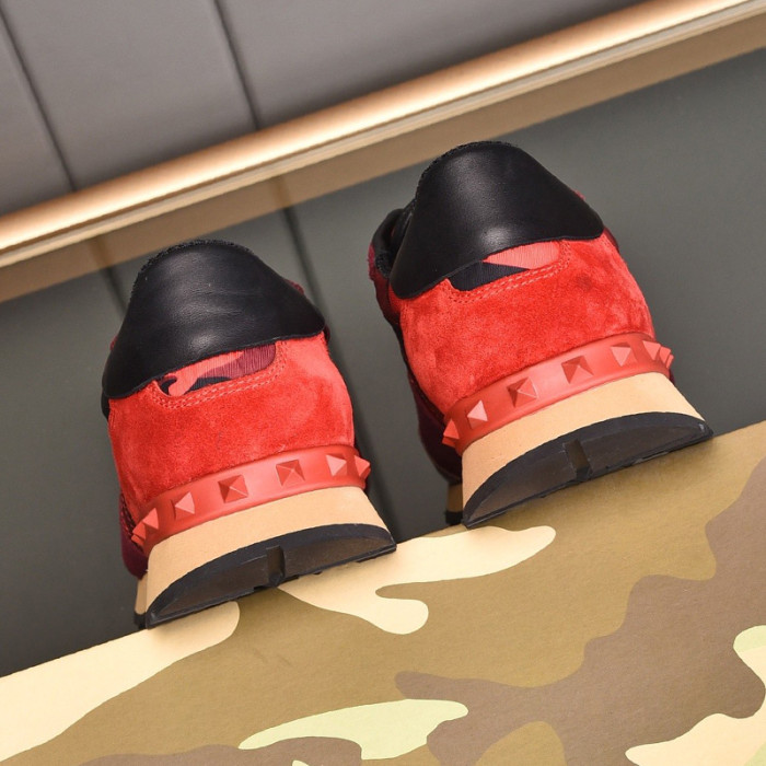 Valentino Men Shoes Fashion Design Luxury Brand ROCKRUNNER CAMOUFLAGE LAMINATED STUDDED SNEAKER with Original Box