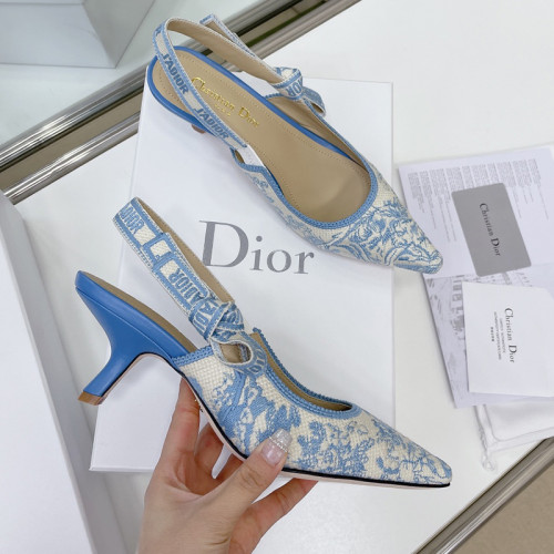 Dior Women Shoes Pumps Luxury Design Fashion Type High Heel Shoes for Wedding Style J'ADIOR SLINGBACK PUMP Cotton Embroidery with Micro Houndstooth Motif with Original Box