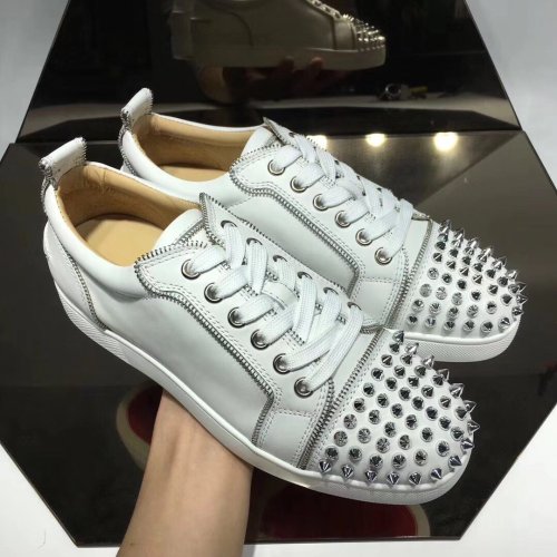 Christian Louboutin Mens Shoes Luxury Brand Red Bottom Design Louis Junior Spikes Flat with Original Box CL sneakers