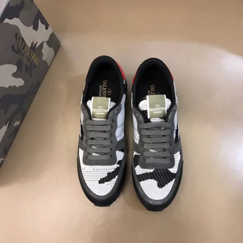 Valentino Men Shoes Fashion Design Luxury Brand ROCKRUNNER CAMOUFLAGE LAMINATED STUDDED SNEAKER with Original Box