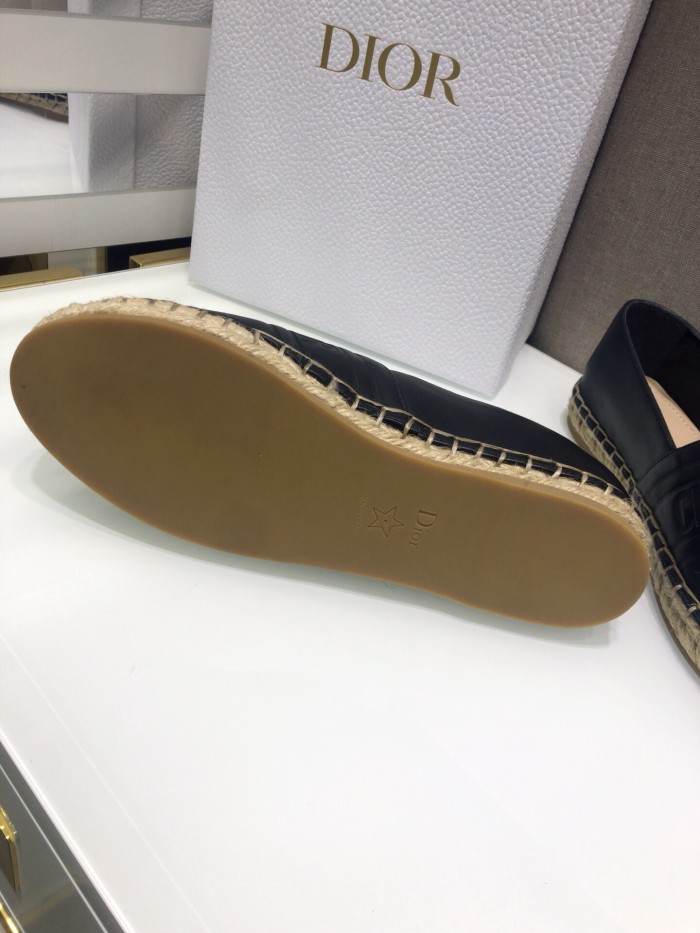Dior Womens Shoes DIOR GRANVILLE ESPADRILLE Black Embossed Lambskin with Original Box KDB692LBO_S900