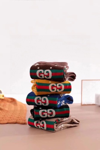 Gucci Socks 5 Pairs with Original Box Luxury Brand Breathable Gucci Sock
