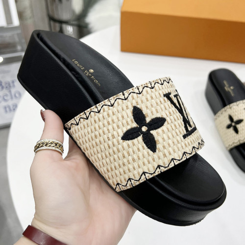 Louis Vuitton Womens Shoes Sandals Slippers Luxury Brand Louis Vuitton JUMBO FLATFORM MULE with Original Box 1A9QYY