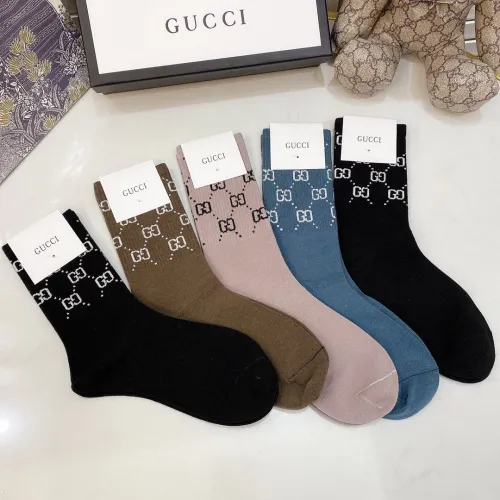 Gucci Socks 5 Pairs with Original Box Luxury Brand Breathable Gucci Sock