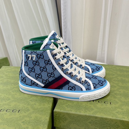 Gucci Womens Shoes Fashion Type Luxury Brand Leather Women's Gucci Tennis 1977 high top sneaker with Original Box