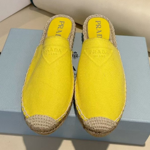 Prada Womens Shoes Casual Luxury Brand Breathable Hemp espadrilles Shoes Sandals Slippers with Original Box