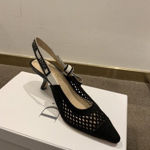 Dior Womens Shoes J'ADIOR SLINGBACK PUMP Black Mesh Embroidery 6.5cm KCP882EMR_S900