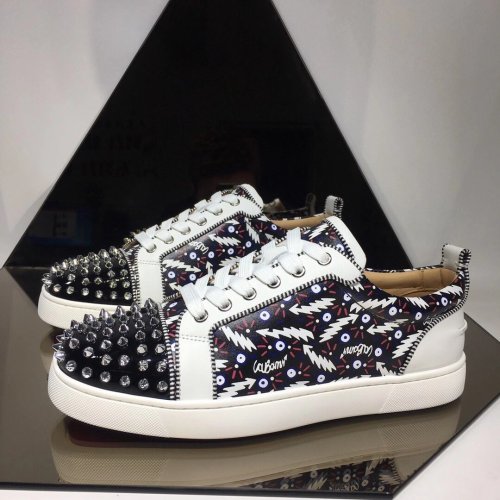Christian Louboutin Mens Shoes Luxury Brand Red Bottom Design Louis Junior Spikes Flat with Original Box CL sneakers