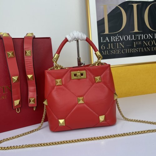 Valentino Womens Bags Crossbody Bags Handbags Luxury Brand SMALL ROMAN STUD THE HANDLE BAG IN NAPPA WW2B0I97BSFJU5 with Original Box